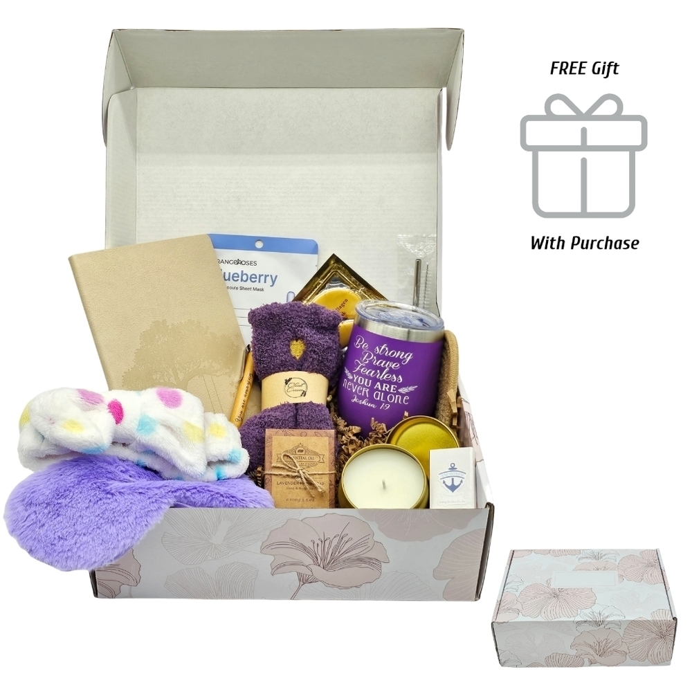 Blissful Indulgence Inspirational Gift Box Be Strong Purple Stainless Cup
